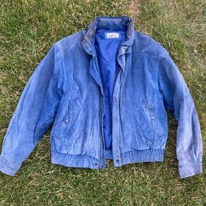 Vintage Royal Blue Suede Bomber Jacket